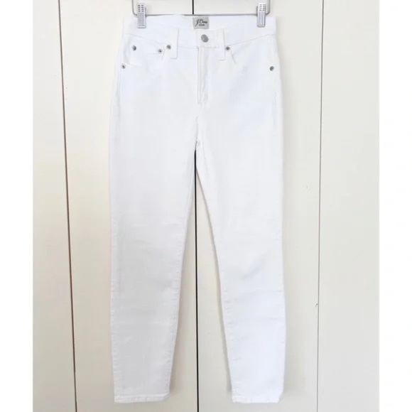 J. Crew 9" High Waisted Mid-Rise Toothpick Skinny Jean in White - Picture 3 of 7